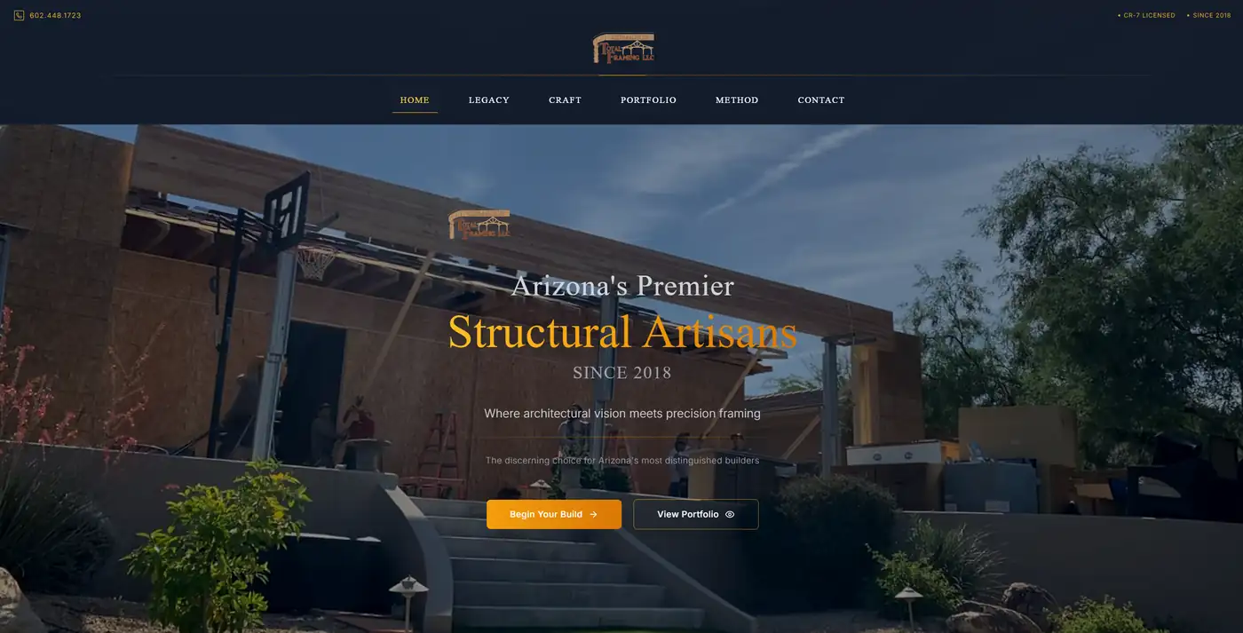 ceballos total framing llc website - Construction website design and development project by Ceballos Digital Solutions Phoenix